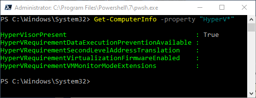 Command line check for CPU virtualization